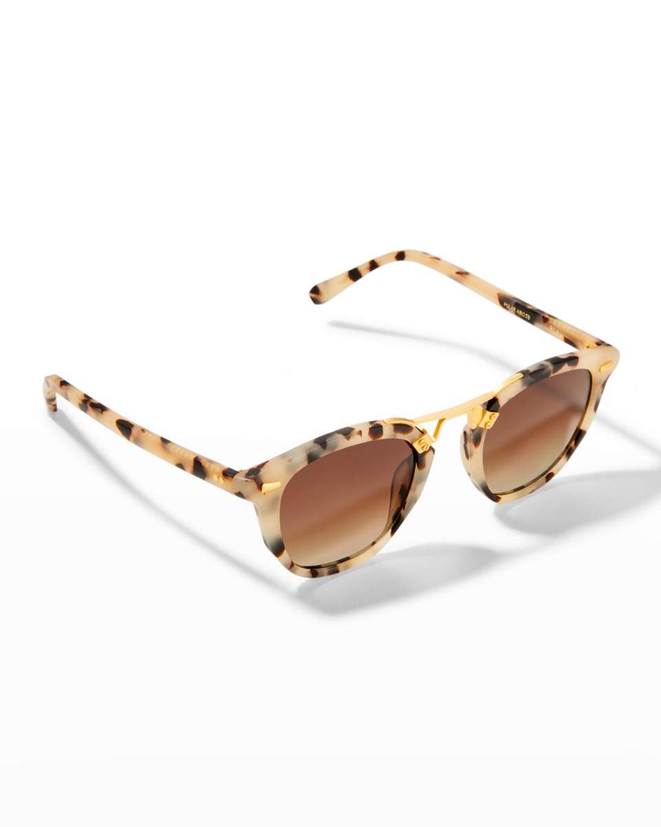 Beau Polarized Round Acetate & Steel Sunglasses